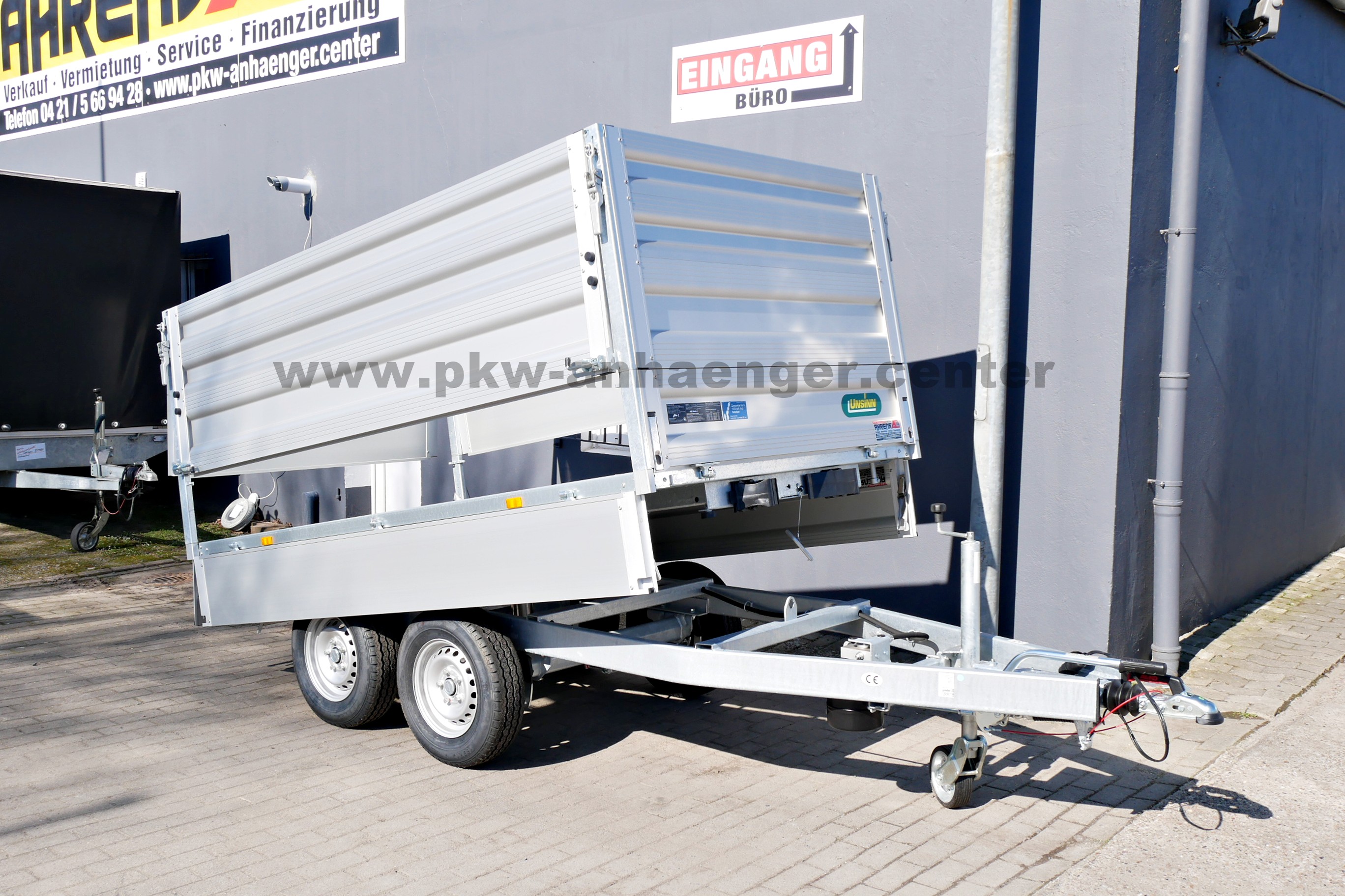 UNSINN WEB-HK2715-26-13 2600kg 276x150x105cm Rückwärtskipper mit Bordwandaufsatz PUMPless