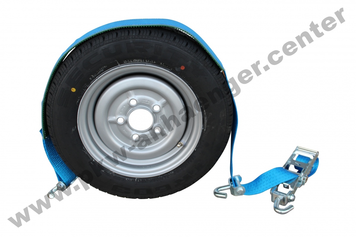 a-B66005-Autozurrgurt Radzurrgurt mit 13mm Haken und Reifengrippschlauch für Autotrailer