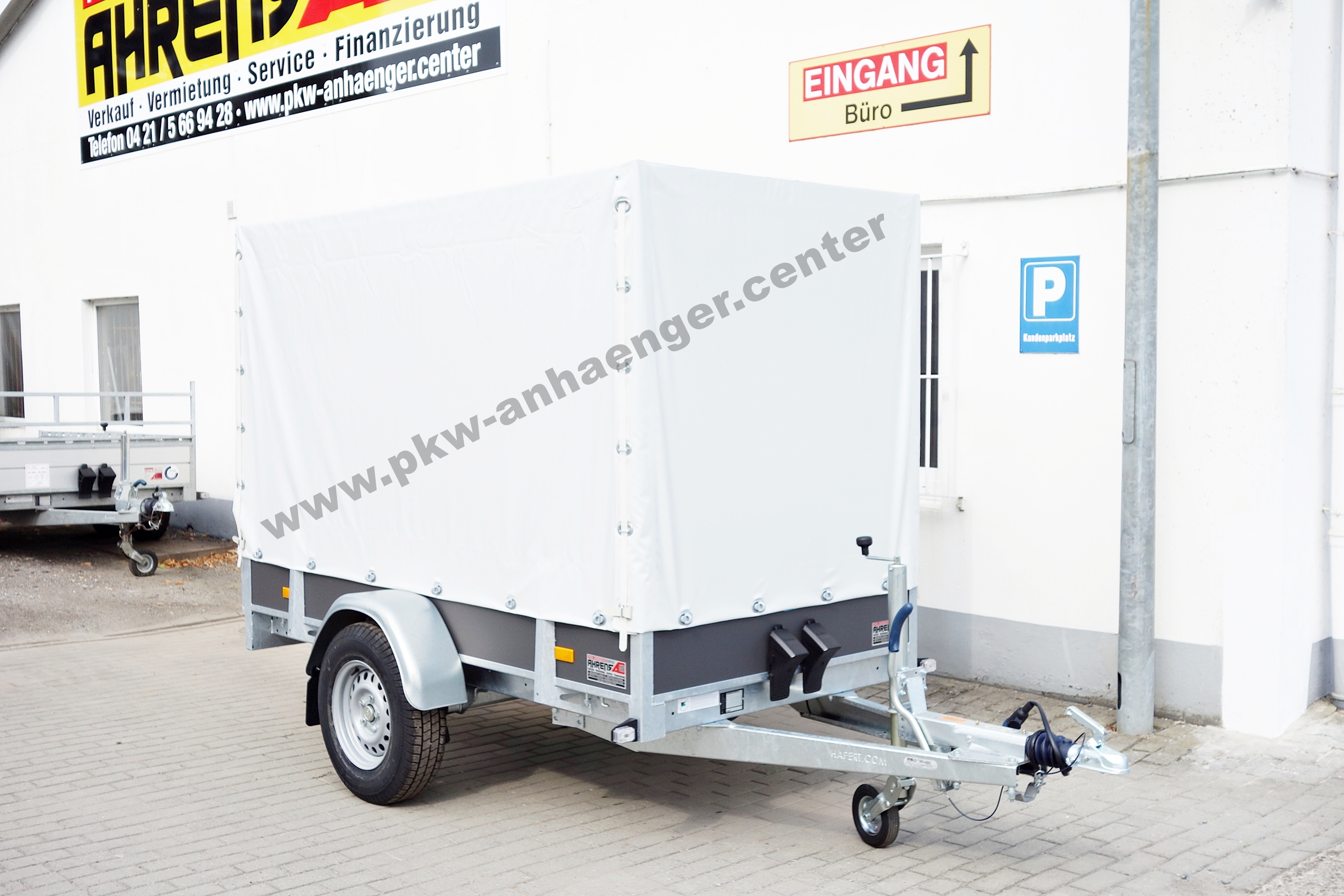 a-HA-1500-250x130x160-Holz-PG-grau-2 Hapert Planenanhänger Tieflader 250x130 1500kg Holz Einachser