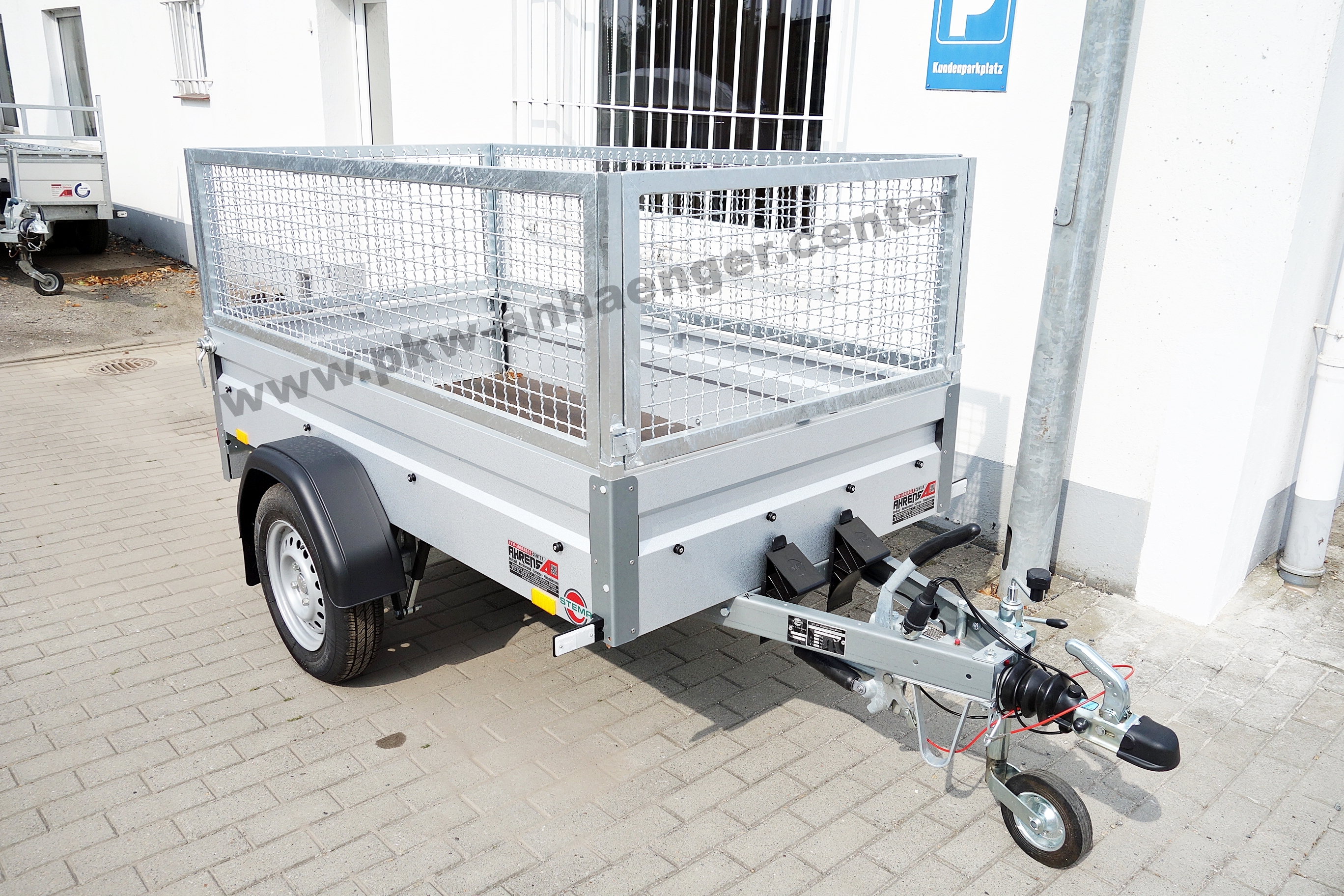 a-ST-750geb-201x108x90-Gitterauf-2 gebremster Pkwanhänger Stema 750kg mit Gitteraufsatz