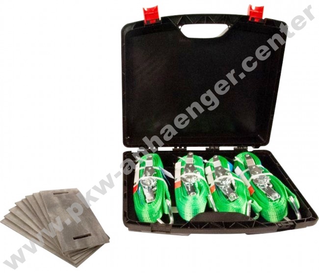 a-FR013005720-Zurrgurtset 4er Set Zurrgurte  2tlg. mit Ratsche und Haken ca. 1000kg im Koffer