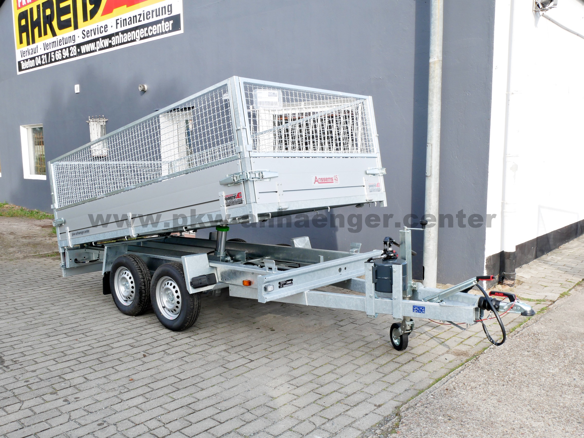 aKSX-H-2500-305x153x85-Gitterauf-1 Anssems KSX-H 2500kg 305x153x85cm Gitteraufsatz Rückwärtskipper Handhydraulik