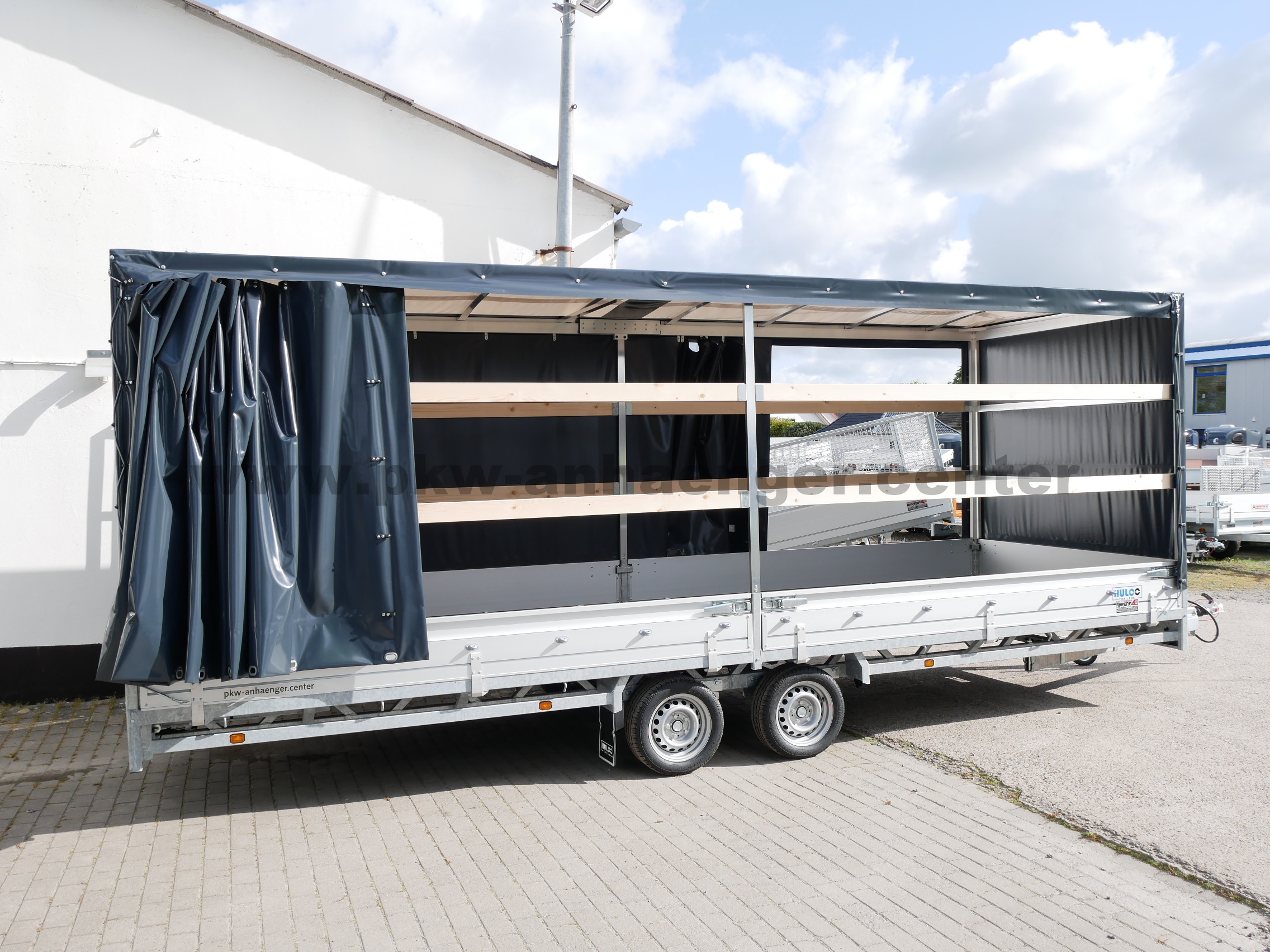 aHU-3000-611x203x200-PG-anthrazit-2x-Schiebepl-Runddach-10 Hulco MEDAX-2 3000kg 611x203x200cm Planenanhänger Schiebeplane seitlich Hochlader